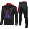 Manchester United Trainings Sweatshirt Pak Kwart-Zip 2021-22 Donkergrijze